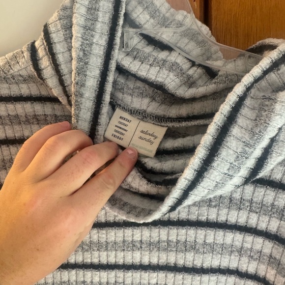 Striped Gray and Black Women's Sweater - Picture 2 of 2